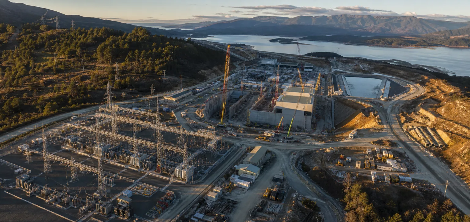 Large infrastructure and energy project showing construction, grid, access, and water interfaces