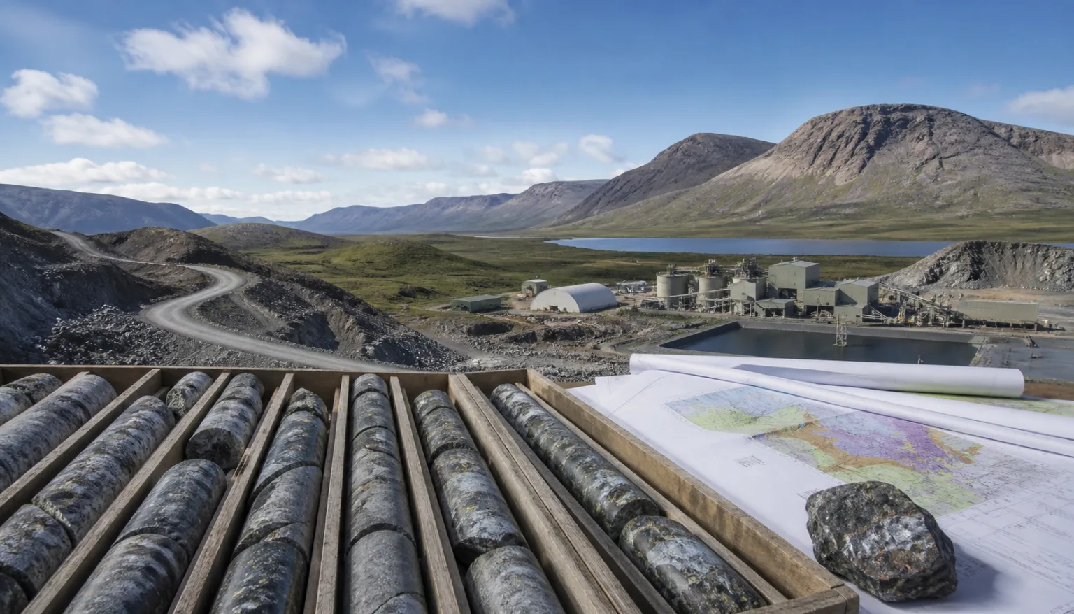 Core samples, geological maps, and processing infrastructure for a responsible natural resources review